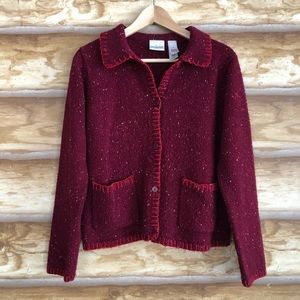 Liz Claiborne Villager whipstitch confetti knit cardigan sweater size M